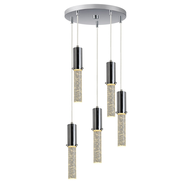 Luminaire suspendu cylindre grappe 5 lumières Paonia