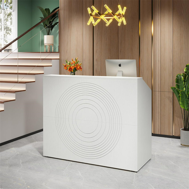 Bureau de réception 47 po blanc moderne avec comptoir (sans la chaise), Blanc