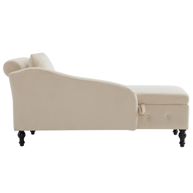 Balla Velvet Chaise Lounge, Beige