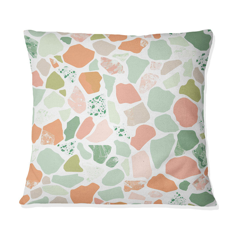 Coussin décoratif à carreaux roses et verts, H 18 po x l 18 po