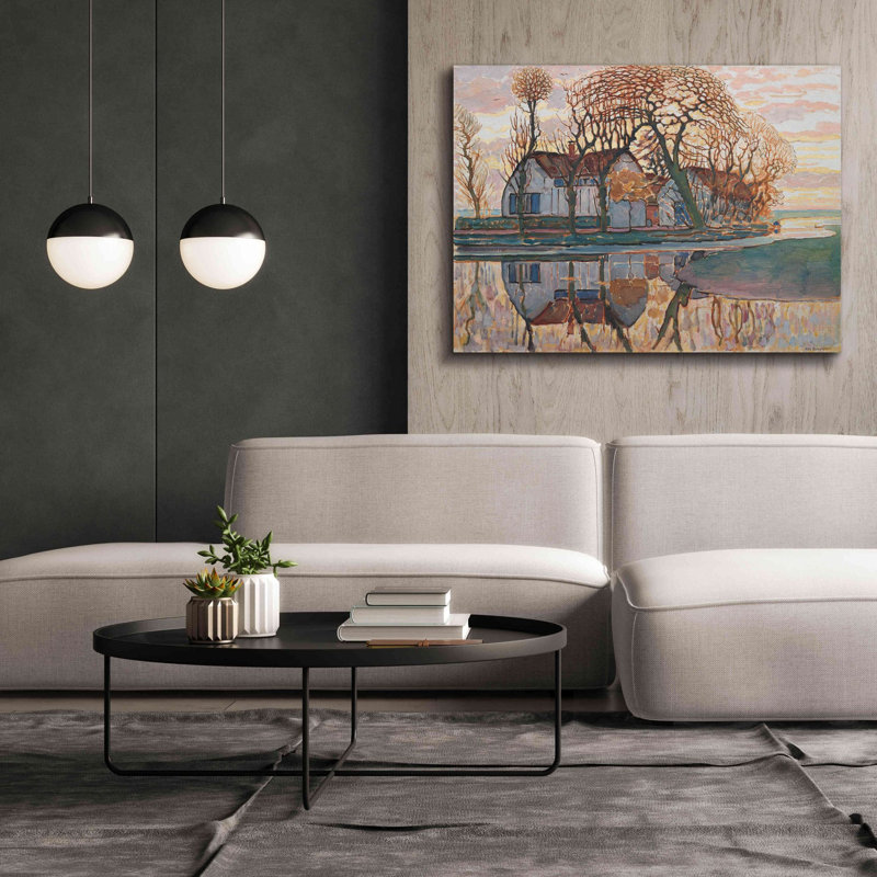 «Ferme près de Duivendrecht, 1916» par Piet Mondrian, estampe numérique sur toile, H 40 po x l 54 po x P 1,5 po