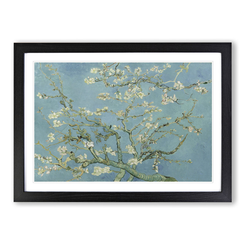 Almond Blossom Branches Vol.1 by Vincent Van Gogh - Picture Frame Graphic Art, 27cm H x 36cm W x 2cm D, Black Framed