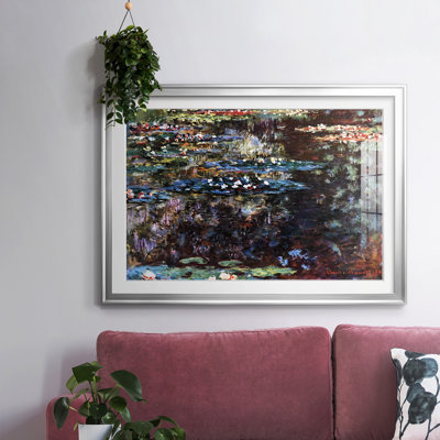 Water Garden At Giverny by Claude Monet - Fine Art Reproduction, Matted and Framed Under Acrylic Glass, Large Living Room Wall Art