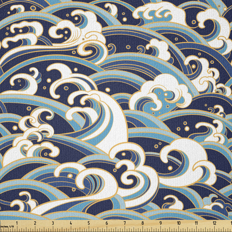 Cozzolino Traditional Oriental Style Ocean Waves Multi-Purpose Fabric
