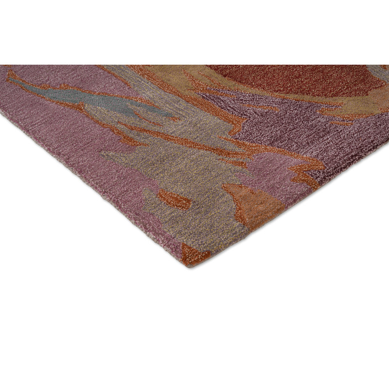 Saltillo Handmade Wool Abstract Area Rug, Rosewood, Rectangle 6'7 x 9'2