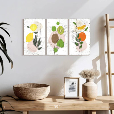 Abstract Sour Fruits - Ensemble de 3 toiles tendues