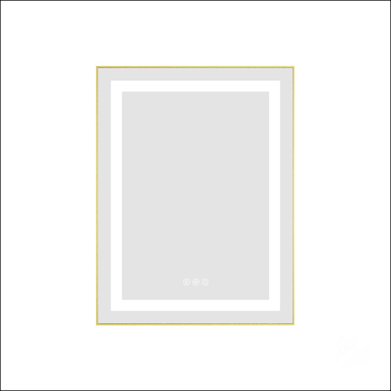 LED Bathroom Mirror With Aluminum Frame, Anti-Fog, Memory, 3 Colors, Stepless Dimmable, Brushed Gold, 36" x 118"