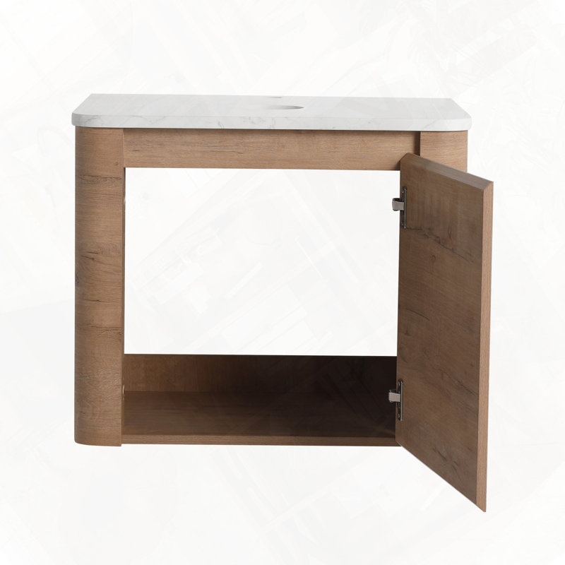 Meuble-lavabo mural avec porte à fermeture en douceur sans lavabo, Imitation chêne