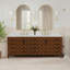 Meuble-lavabo double 84 po avec lavabo double, prise intégrée et plateau en pierre reconstituée 84 po