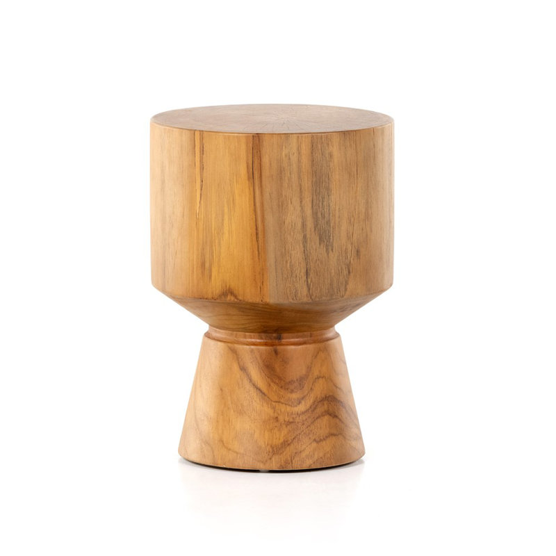 Jovie Outdoor Round Teak Side Table, Natural