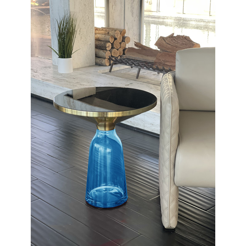 Belinda Side Table Gray Glass, Yellow