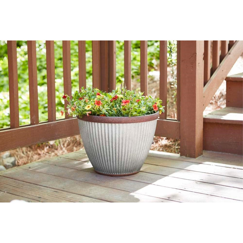 Westlake 20.5" Rustic Brown Resin Outdoor Planter