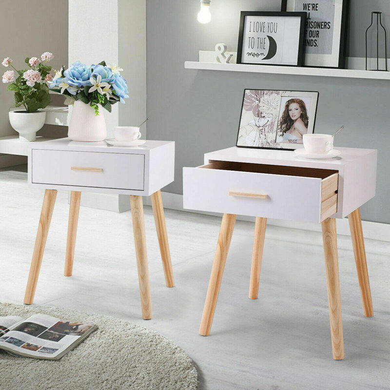 Ludovic 42cm W Manufactured Wood Bedside Table, White