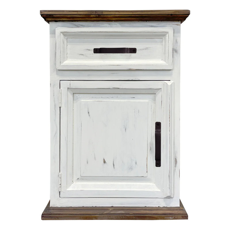 Syn 19.5'' W Solid Wood Nightstand, White/Dark Brown