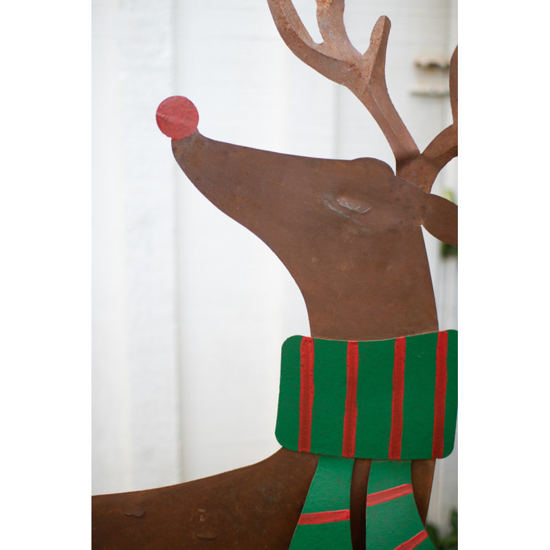 SET OF TWO PAINTED METAL DEER YARD ART