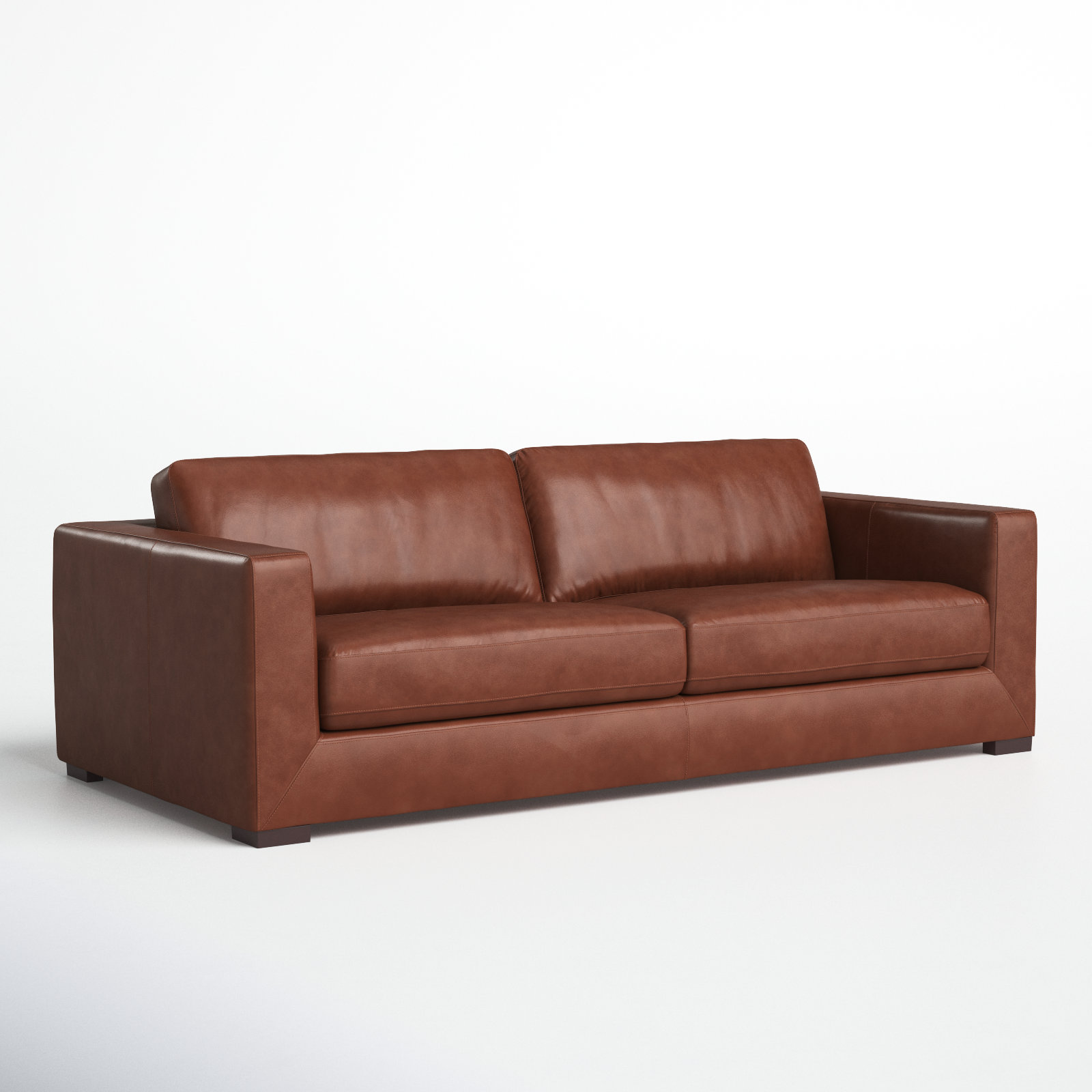 Winsor 91'' Genuine Leather Sofa, Vintage Brown Top Grain Genuine Leather
