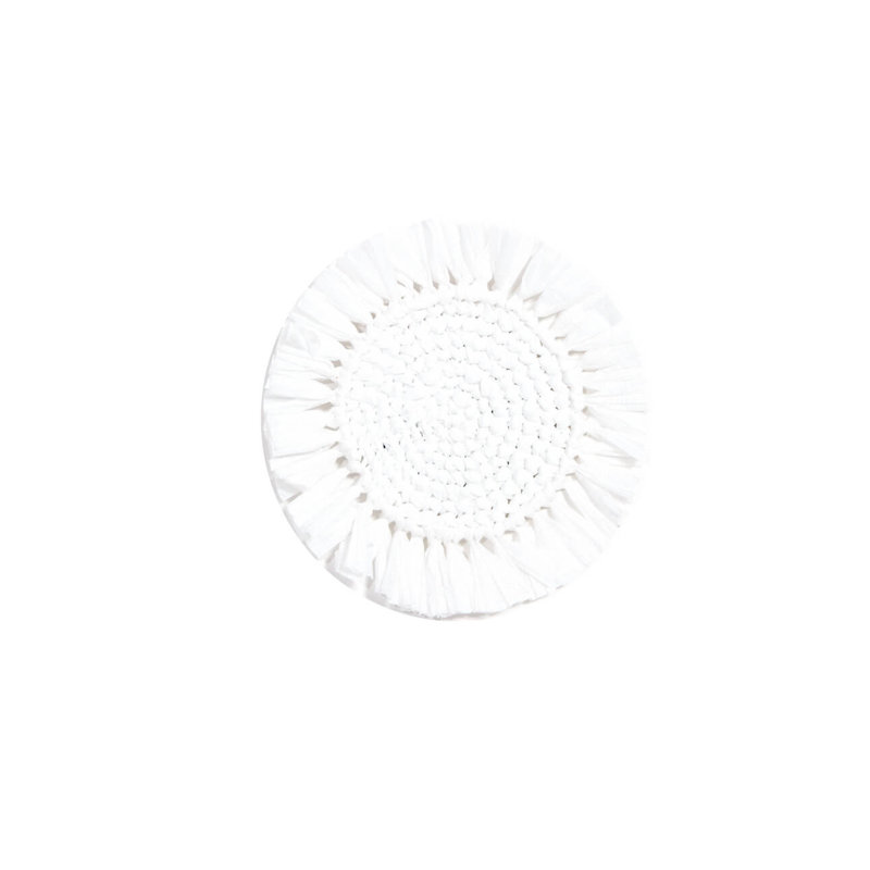 Woven Fringe Coasters, White