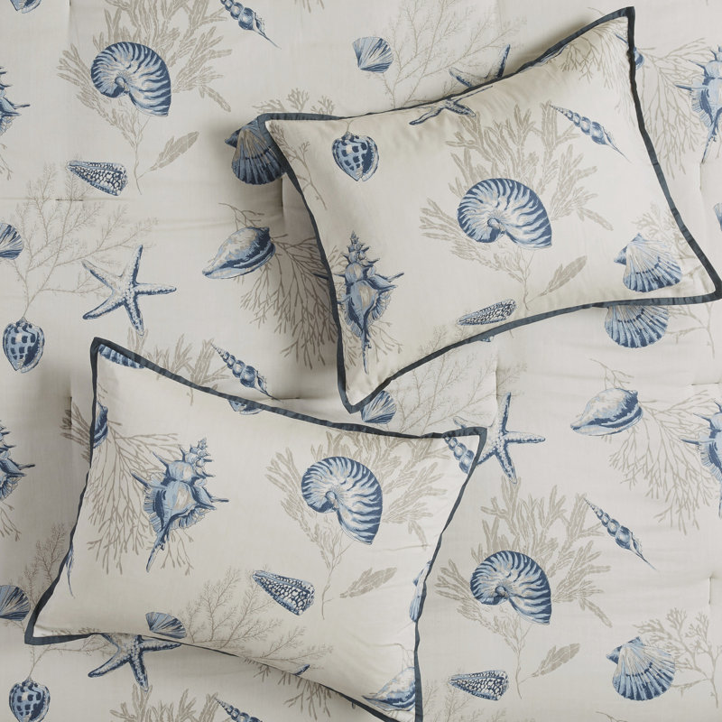 King Comforter - Blue 200tc Cotton Pattern 270g/m2 Fill Accentuated, King Comforter + 6 of Additional Pieces Included