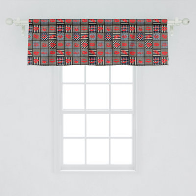 Ambesonne Colorful Valance Pack of 2 Woman Kisses Lipstick Art 54"X18" Black and Red