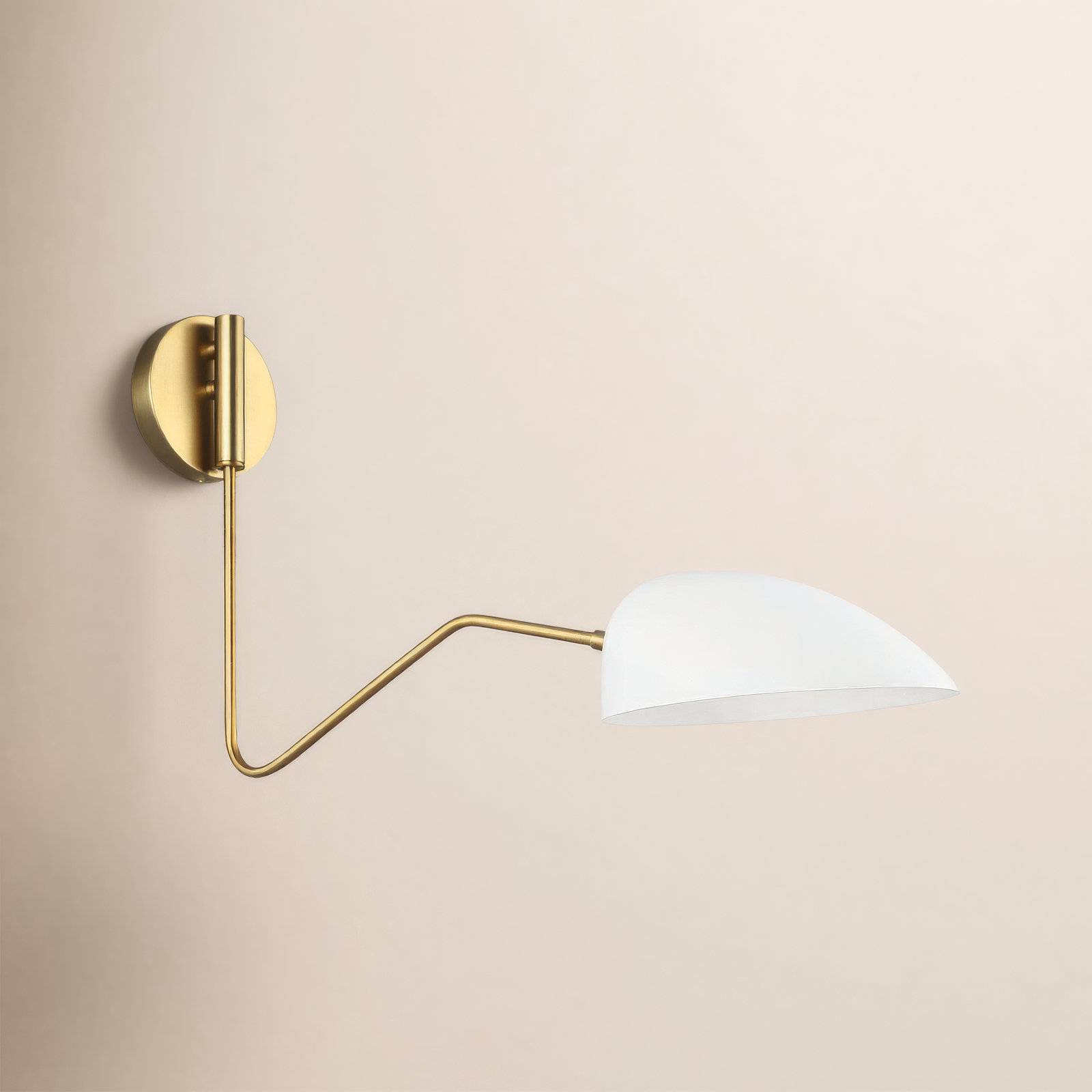 Adarna Single Light Dimmable Swing Arm Sconce, Matte White