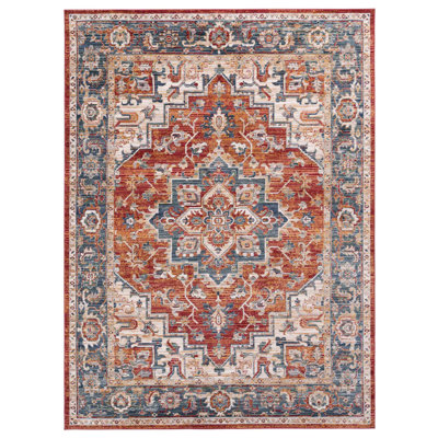 Oriental Machine-Made Red/Blue Area Rug