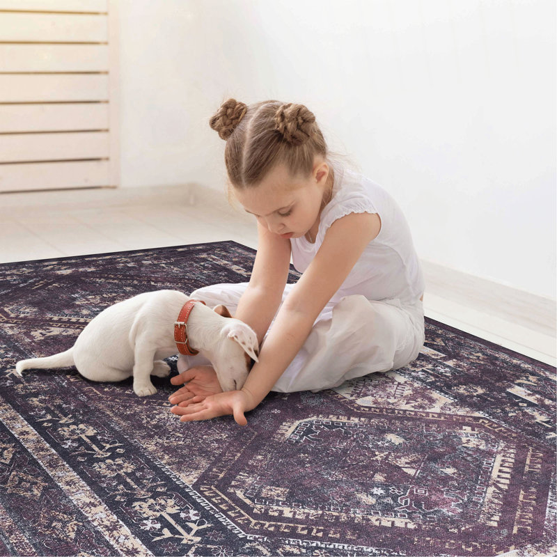 Black Washable Rug Doormat Rug, Rectangle 2' x 3'