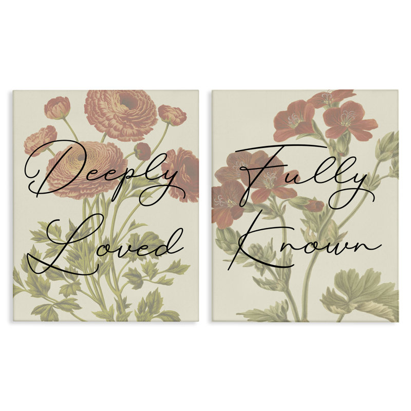  Ensemble de 2 reproductions d'art sur toile "Loved & Known Florals" par Daphne Polselli, H 30 po x l 24 po