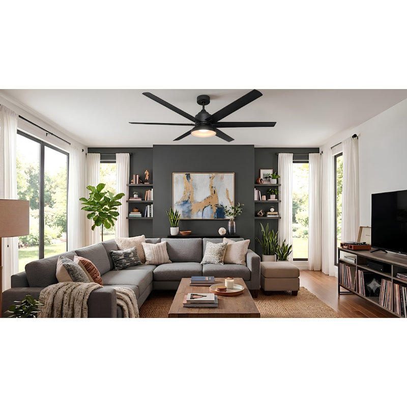 Ventilateur de plafond 72 po Fawzy, Noir mat