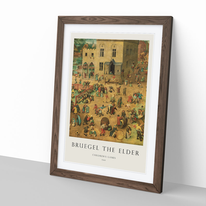 Children's Games by Pieter Bruegel the Elder - Picture Frame Art Prints, 48cm H x 36cm W x 2cm D, Walnut