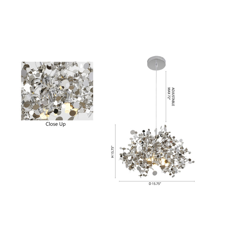 Eclectic 3 Light Chrome Confetti Chandelier, Silver
