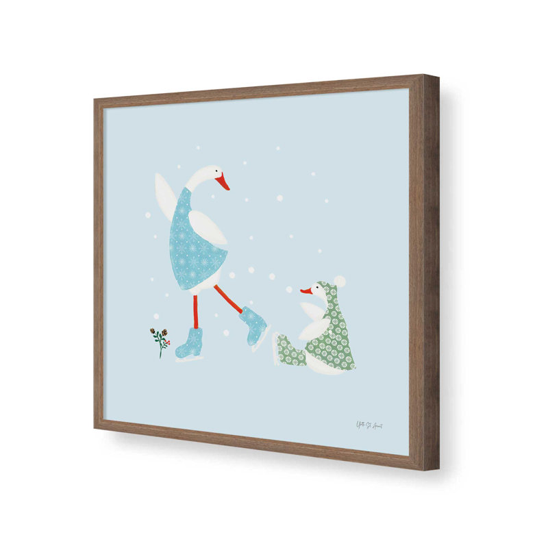 «Ducks in the Snow III» par Yvette St. Amant, reproduction d'art, H 30 po x l 30 po, Brun