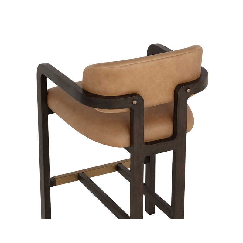 Madrone Upholstered Stool with Solid Wood Frame, Bar Stool (30.25" Seat Height)