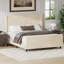 50.7'' High Headboard Corduroy Upholstered Bed Frame With Vertical Stripe Wingback And High Footboard No Box Spring Needed, King Size, Cream