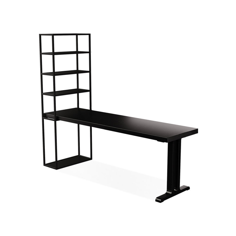 Black Rectangular Solid Wood + Iron Desk, 84.65" H x 70.87" W x 23.62" D