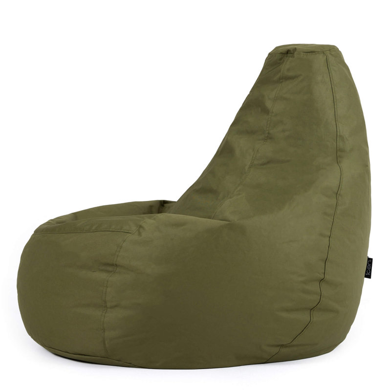 Bean Bag Bazaar Dalton Water-Resistant High Back Recliner Bean Bag, Dark Green