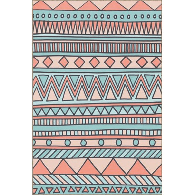 Tapis beige lavable à la machine à motif géométrique mixte, Rectangle 3 pi 3 po x 4 pi 11 po
