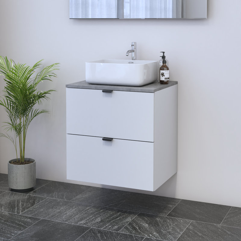 Kareema 23.6'' Single Bathroom Vanity with Top, Concrete