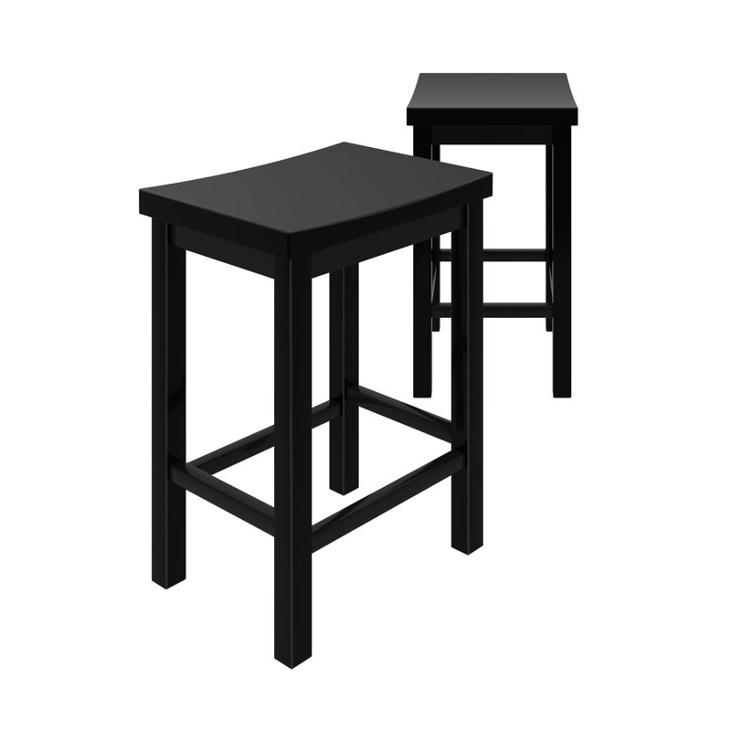 Stool Counter Height, (24in) - 2 pack, Black