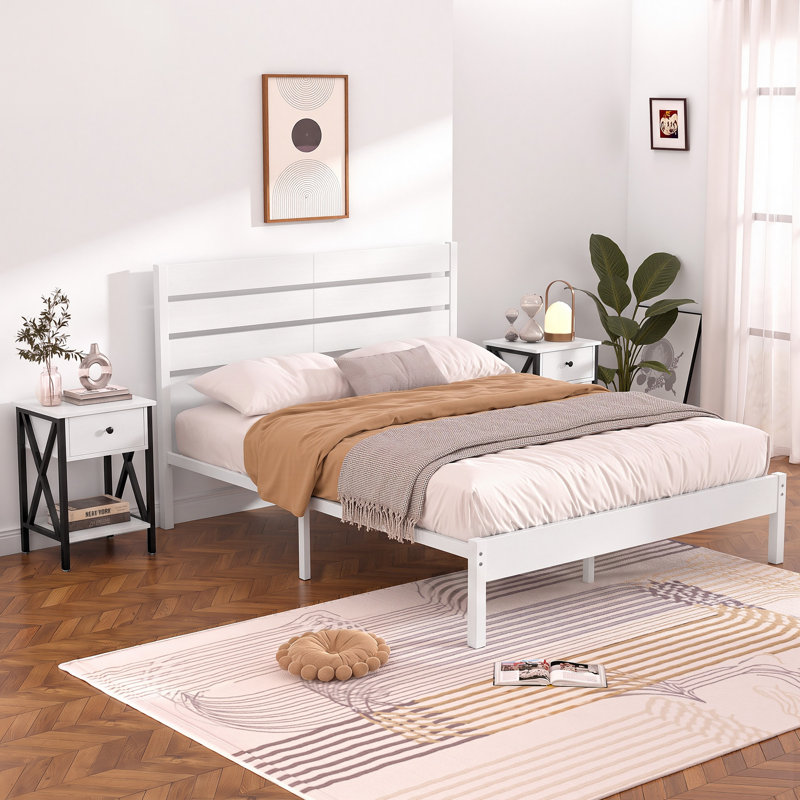 Alicia Steel Piece Bedroom Set, White, Queen
