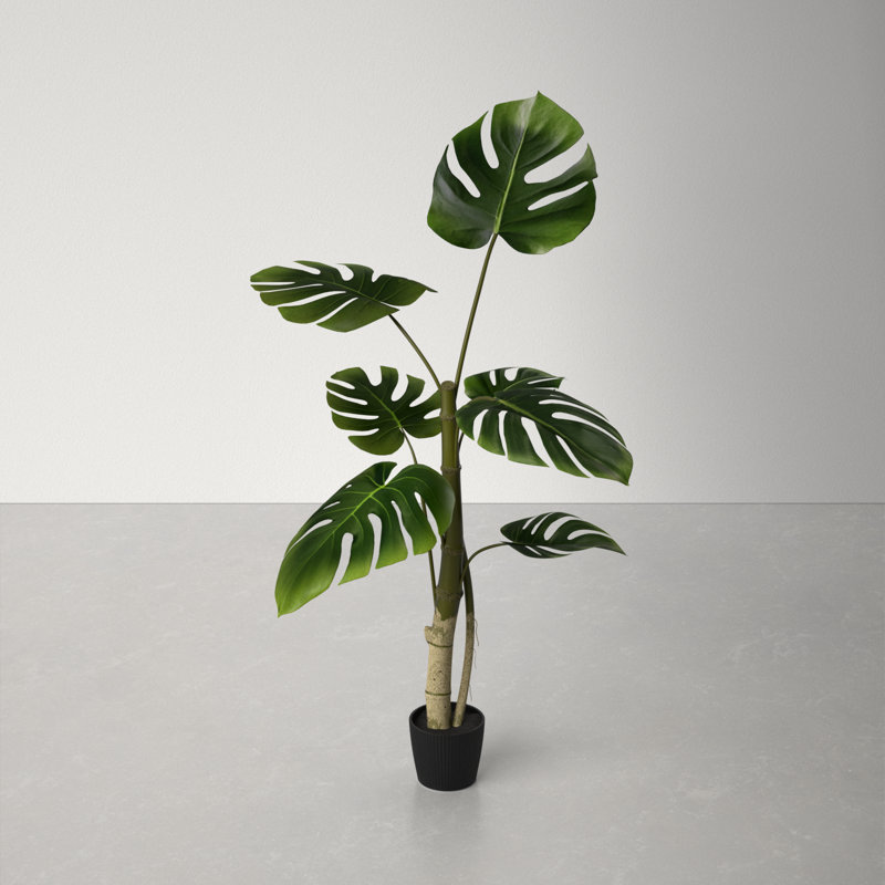 38'' Green Artificial Philodendron Tree in Black Pot