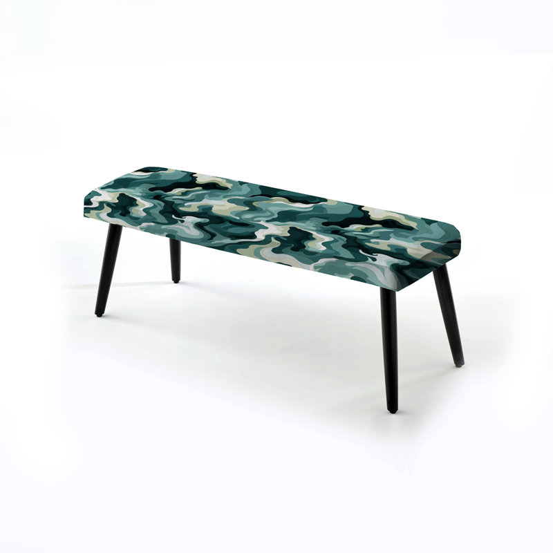 Green Chic Camouflage Fashion - Camouflage Upholstered Black Bench