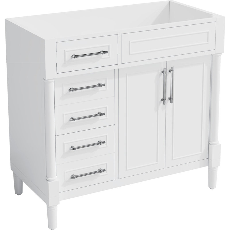 Meuble-lavabo de 36 po sans lavabo, armoire autoportante en bois massif avec rangement et tiroir d'extérieur moderne à grande capacité