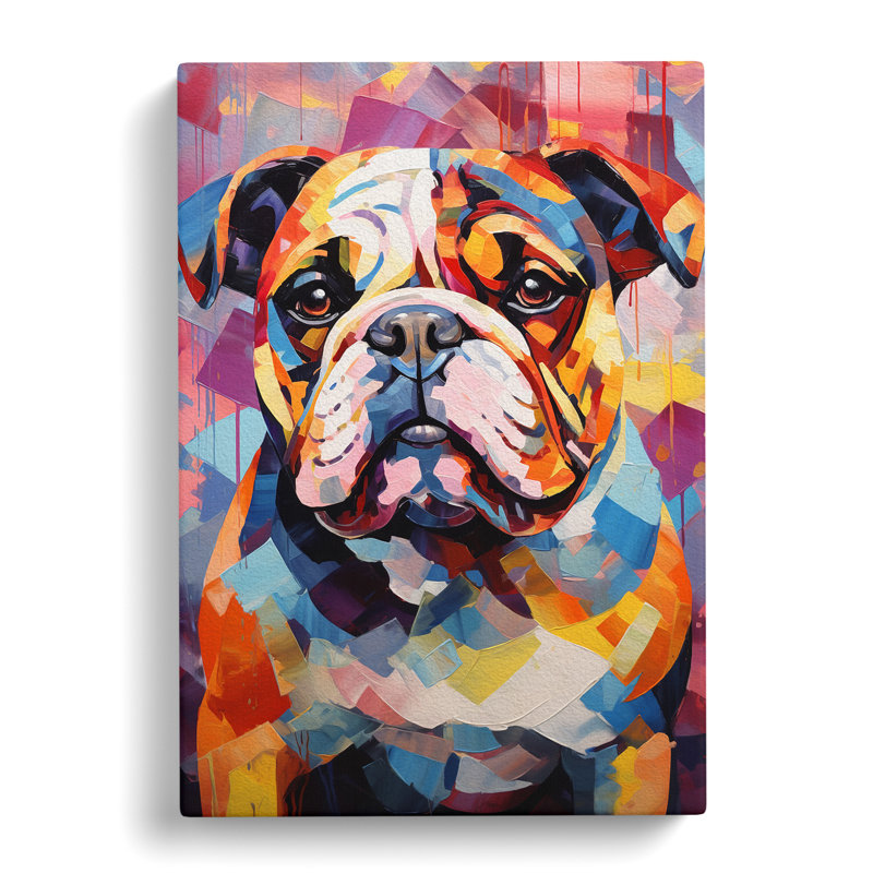 British Bulldog Abstract - Wrapped Canvas, 76cm H x 50cm W x 3cm D