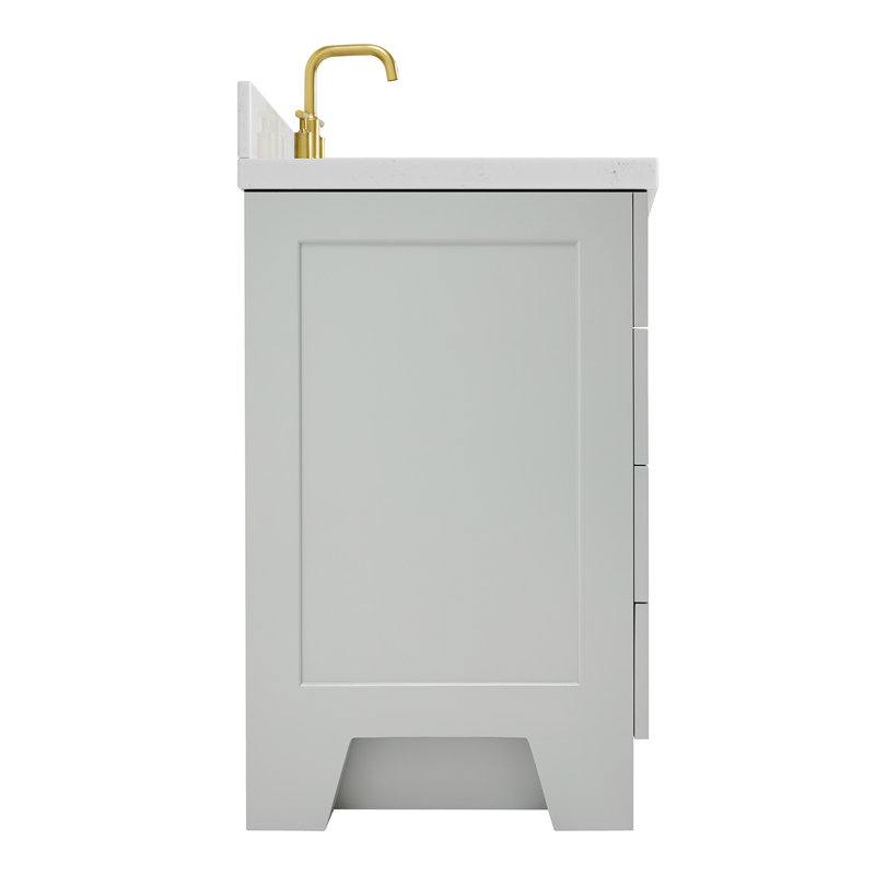 37 IN.  Single Bathroom Vanity, White, Rectangular, Left