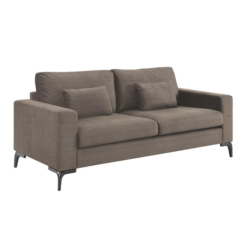 Tommy Hilfiger Austin Upholstered Sofa, Contemporary Square Arms Living Room Couch for Small Space, Neutral Bluff