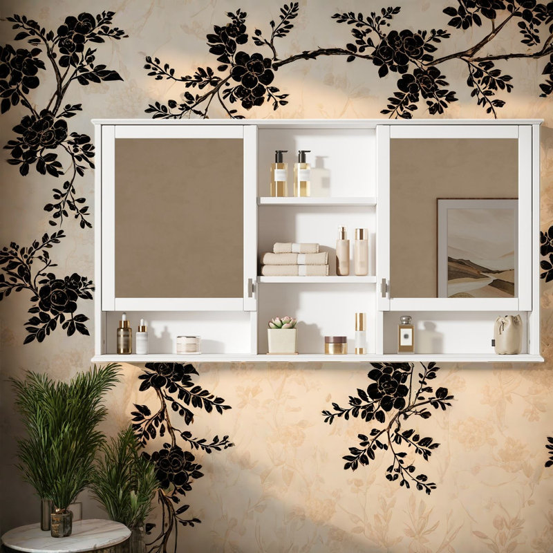 Grands armoires à pharmacie avec rangement, meuble-lavabo moderne en bois MDF blanc