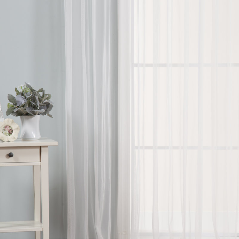 Elen Polyester Sheer Curtain Panel, 80" W x 84" L