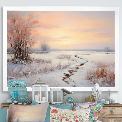 «Winter Snow Sunrise By The Lake I», reproduction sur toile