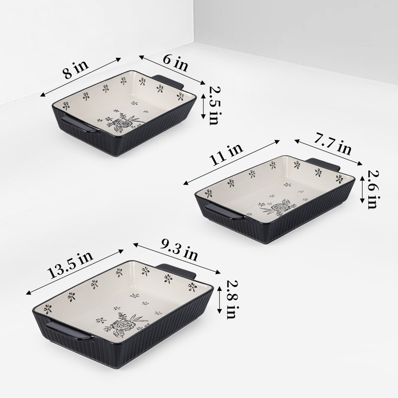 Ensemble de 3 plats de cuisson antiadhésifs en céramique pour vaisselle de 13 po x 9 po Wisenvoy
