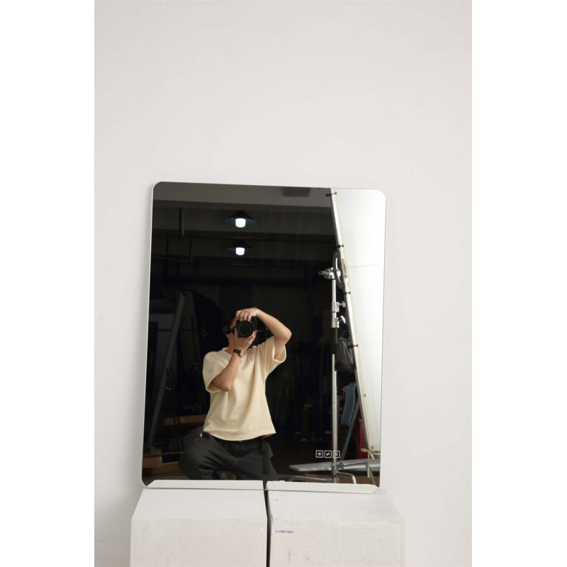 Miroir de salle de bain avec éclairage DEL à l'avant et à l'arrière, anti-buée, 3 couleurs, à 5 niveaux d'intensité variable, fixation murale, horizontale / verticale